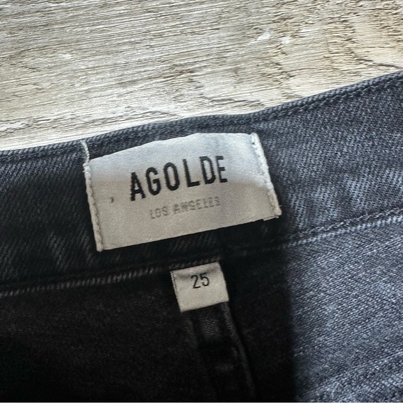 AGOLDE Nico High Rise Slim Fit Jeans in Cassette 25 Black Distressed - Picture 8 of 13